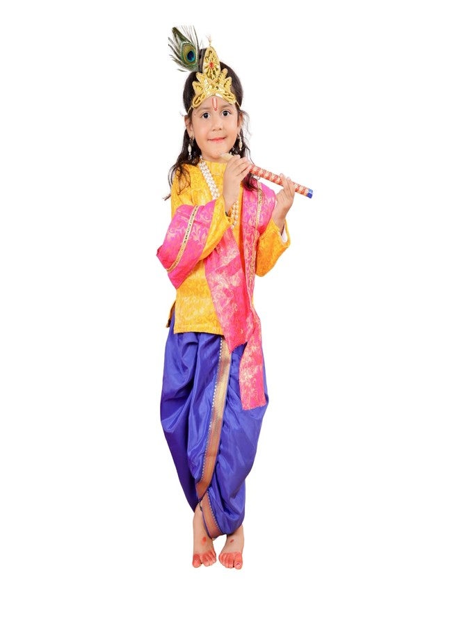 DESI ANDAAZ فستان أزياء DESI ANDAAZ Krishna للأطفال الأولاد (Dhoti، Kurta، Mukut، Morpankh، Bansuri، Kamarband، Bajuband) زي Little Krishna Kanha ji Janmasthmi للأطفال - Image 2